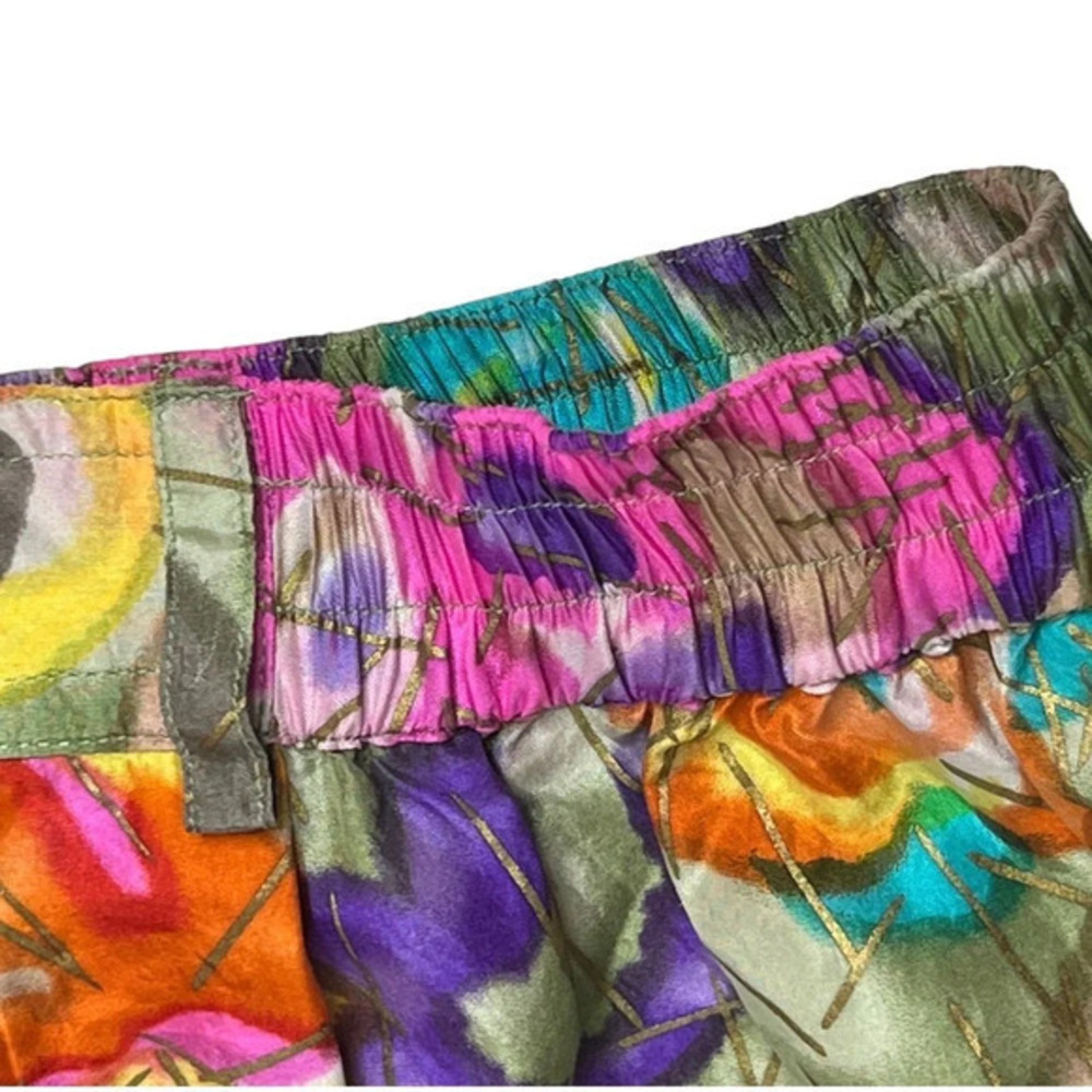 Vintage RESTLESS CLOTHIER 90s Silk Watercolor Floral Flowing Shorts Size M - Picture 6 of 11